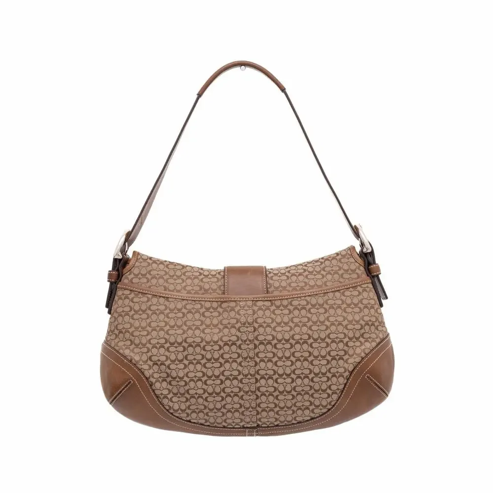 COACH 6808 Y2K Soho Brown Signature Leather Canvas Buckle Hobo Shoulder Bag RARE